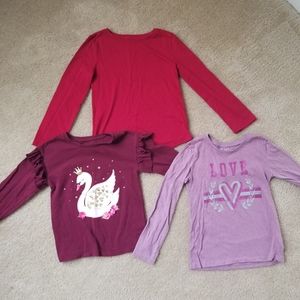 Bundle of 3 toddler girl long sleeved tops